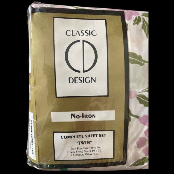 Vintage NOS Classic Design No-Iron Twin Sheet Set Floral Pattern - Picture 5 of 8